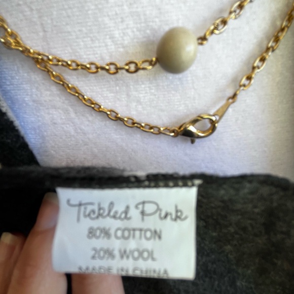 Tickled Pink Black and White Patterned Scarf Wool Cotton Blend - Picture 4 of 7